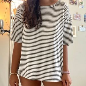 Striped black and white oversized tee